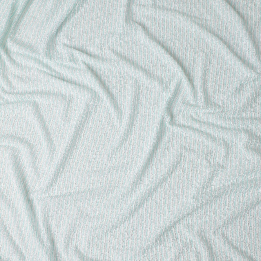 Mint White Pinstripe Guipure Lace Fabric