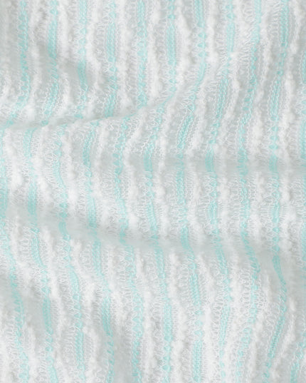 Mint White Pinstripe Guipure Lace Fabric