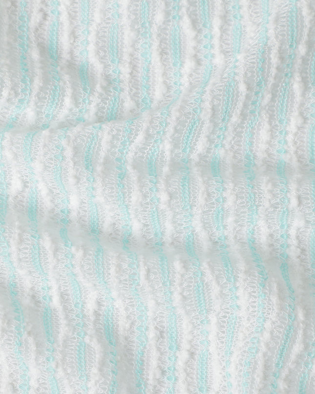 Mint White Pinstripe Guipure Lace Fabric