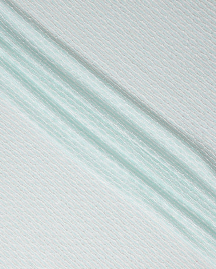 Mint White Pinstripe Guipure Lace Fabric