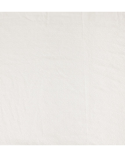 White Floral Geometric Embroidery Blended Cotton Fabric Soft Breathable Textured Embroidered Cotton Blend Cloth for Apparel Sewing Craft Dressmaking Material 150 Cms Width Premium Quality China Origin Fabric-D28489