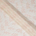 Ivory and Blush Pink Floral Embroidered Scalloped-Edge Synthetic Organza Fabric, 110 cm Width, Made in India-D26654