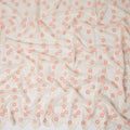 Ivory Floral Embroidered Scalloped-Edge Synthetic Organza Fabric, 110 cm Width, Made in India-D26650