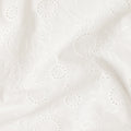 White Paisley Floral Eyelet Embroidery Blended Cotton Fabric Soft Breathable Textured Embroidered Cotton Blend Fabric for Dresses Kurtis Tops Sewing Material 150 Cms Width China Origin-D28491