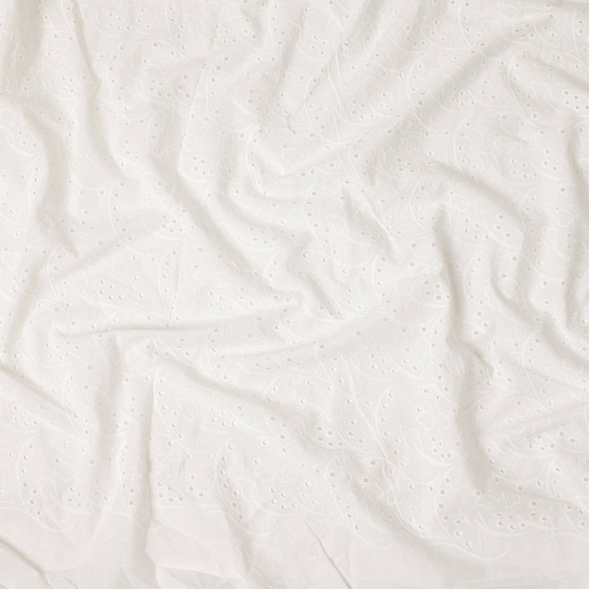 White Floral Eyelet Embroidered Cotton Blend Fabric 150 Cms – Regal Fabrics