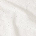 White Floral Eyelet Embroidery Blended Cotton Fabric Soft Breathable Textured Embroidered Cotton Blend Fabric for Dresses Tops Kurtis Sewing Craft Material 150 Cms Width China Origin-D28490