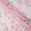 Baby Pink 3D Floral Appliqué & Sequin Embroidered Nylon Tulle Fabric, 140 cm Width, Made in China-D26630