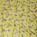 Lemon Yellow Traditional Sudanese Thobe Fabric Pure Cotton Voile 4.5 Meters Piece Width 140 Cms Soft Breathable Ethnic Wear Material with Delicate Floral Print Made in India-D27601