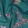 Teal Green Traditional Sudanese Thobe Fabric Pure Cotton Voile 4.5 Meters Piece Width 140 Cms Soft Breathable Ethnic Wear Material with Elegant Floral Motifs Made in India-D27605 Regal Fabrics