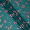 Teal Green Traditional Sudanese Thobe Fabric Pure Cotton Voile 4.5 Meters Piece Width 140 Cms Soft Breathable Ethnic Wear Material with Elegant Floral Motifs Made in India-D27605 Regal Fabrics