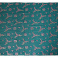 Teal Green Traditional Sudanese Thobe Fabric Pure Cotton Voile 4.5 Meters Piece Width 140 Cms Soft Breathable Ethnic Wear Material with Elegant Floral Motifs Made in India-D27605 Regal Fabrics