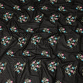 Black Traditional Sudanese Thobe Fabric Pure Cotton Voile 4.5 Meters Piece Width 140 Cms Soft Lightweight Breathable Ethnic Wear Material with Multicolor Floral Embroidery Made in India-D27611