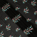 Black Traditional Sudanese Thobe Fabric Pure Cotton Voile 4.5 Meters Piece Width 140 Cms Soft Lightweight Breathable Ethnic Wear Material with Multicolor Floral Embroidery Made in India-D27611