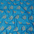 Sky Blue Traditional Sudanese Thobe Fabric Pure Cotton Voile 4.5 Meters Piece Width 140 Cms Soft Breathable Ethnic Wear Material with Multicolor Floral Embroidery Made in India-D27610