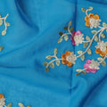 Sky Blue Traditional Sudanese Thobe Fabric Pure Cotton Voile 4.5 Meters Piece Width 140 Cms Soft Breathable Ethnic Wear Material with Multicolor Floral Embroidery Made in India-D27610
