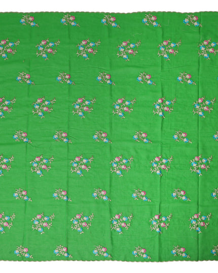 Emerald Green Traditional Sudanese Thobe Fabric Pure Cotton Voile 4.5 Meters Piece Width 140 Cms Soft Breathable Ethnic Wear Material with Floral Embroidery Made in India-D27608