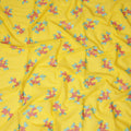 Bright Yellow Traditional Sudanese Thobe Fabric Pure Cotton Voile 4.5 Meters Piece Width 140 Cms Soft Breathable Ethnic Wear Material with Colorful Floral Embroidery Made in India-D27609