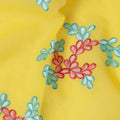 Bright Yellow Traditional Sudanese Thobe Fabric Pure Cotton Voile 4.5 Meters Piece Width 140 Cms Soft Breathable Ethnic Wear Material with Colorful Floral Embroidery Made in India-D27609
