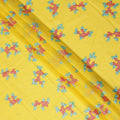 Bright Yellow Traditional Sudanese Thobe Fabric Pure Cotton Voile 4.5 Meters Piece Width 140 Cms Soft Breathable Ethnic Wear Material with Colorful Floral Embroidery Made in India-D27609