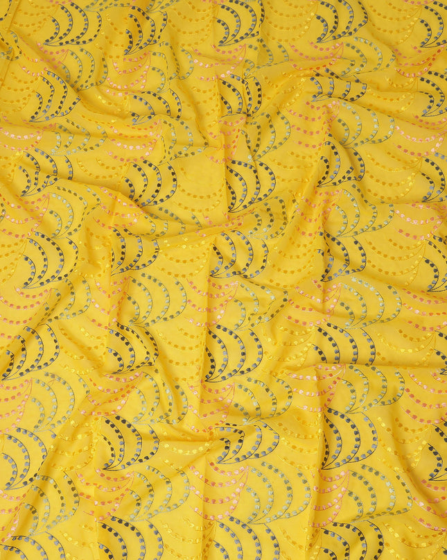 Golden Yellow Traditional Sudanese Thobe Fabric Pure Cotton Voile 4.5 Meters Piece Width 140 Cms Soft Breathable Ethnic Wear Material with Elegant Woven Swirl Motifs Made in India-D27602