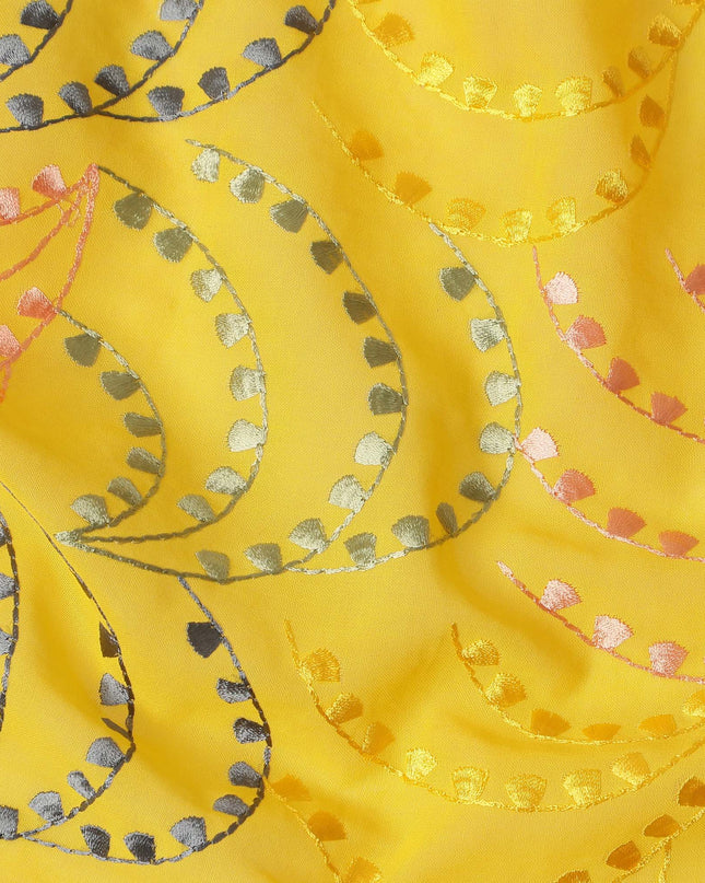 Golden Yellow Traditional Sudanese Thobe Fabric Pure Cotton Voile 4.5 Meters Piece Width 140 Cms Soft Breathable Ethnic Wear Material with Elegant Woven Swirl Motifs Made in India-D27602