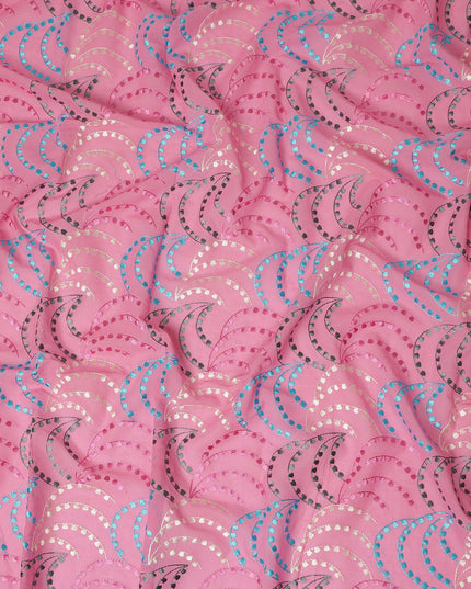 Blush Pink Traditional Sudanese Thobe Fabric Pure Cotton Voile 4.5 Meters Piece Width 140 Cms Soft Breathable Ethnic Wear Material with Elegant Woven Swirl Motifs Made in India-D27603