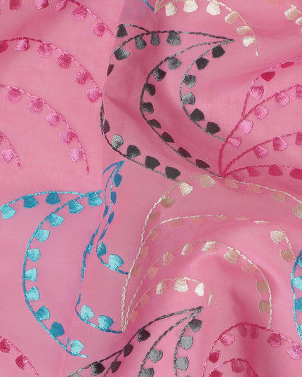 Blush Pink Traditional Sudanese Thobe Fabric Pure Cotton Voile 4.5 Meters Piece Width 140 Cms Soft Breathable Ethnic Wear Material with Elegant Woven Swirl Motifs Made in India-D27603