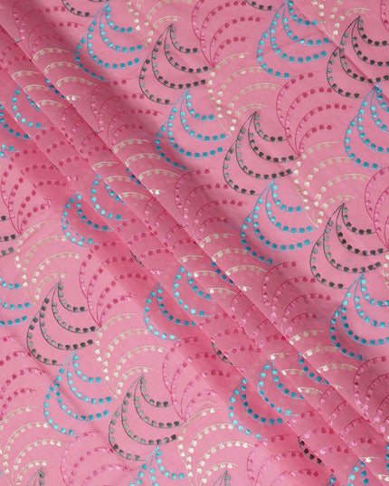 Blush Pink Traditional Sudanese Thobe Fabric Pure Cotton Voile 4.5 Meters Piece Width 140 Cms Soft Breathable Ethnic Wear Material with Elegant Woven Swirl Motifs Made in India-D27603