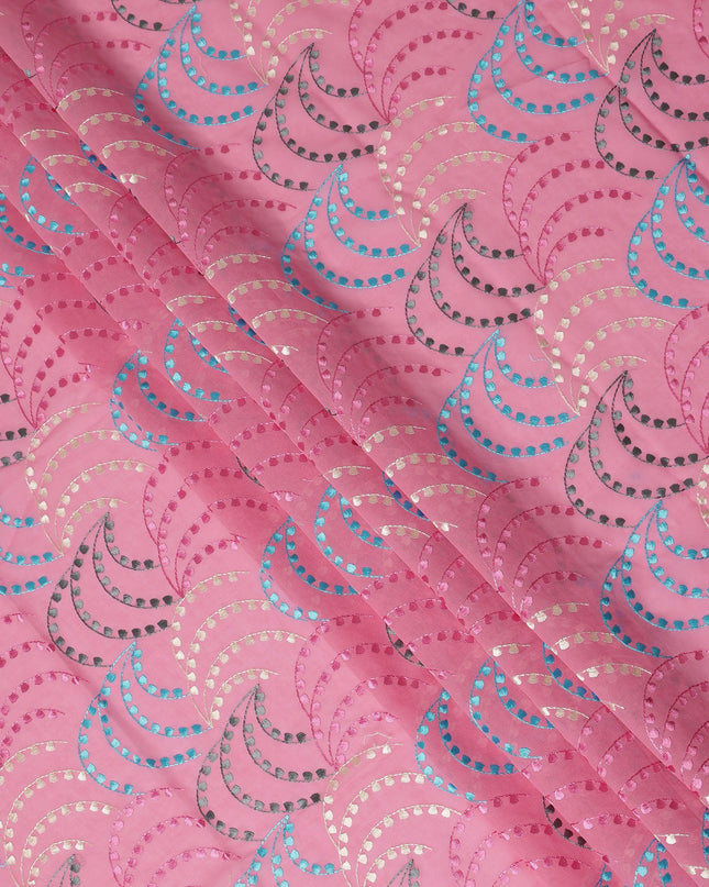 Blush Pink Traditional Sudanese Thobe Fabric Pure Cotton Voile 4.5 Meters Piece Width 140 Cms Soft Breathable Ethnic Wear Material with Elegant Woven Swirl Motifs Made in India-D27603