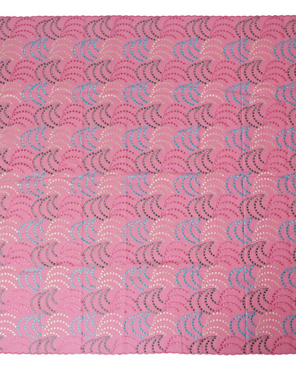 Blush Pink Traditional Sudanese Thobe Fabric Pure Cotton Voile 4.5 Meters Piece Width 140 Cms Soft Breathable Ethnic Wear Material with Elegant Woven Swirl Motifs Made in India-D27603