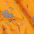 Saffron Orange Traditional Sudanese Thobe Fabric Pure Cotton Voile 4.5 Meters Piece Width 140 Cms Soft Breathable Ethnic Wear Material with Elegant Floral Embroidery Made in India-D27598