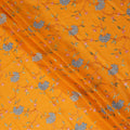 Saffron Orange Traditional Sudanese Thobe Fabric Pure Cotton Voile 4.5 Meters Piece Width 140 Cms Soft Breathable Ethnic Wear Material with Elegant Floral Embroidery Made in India-D27598