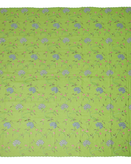 Light Green Traditional Sudanese Thobe Fabric Pure Cotton Voile 4.5 Meters Piece Width 140 Cms Soft Breathable Ethnic Wear Material with Elegant Floral Embroidery Made in India-D27597