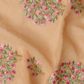 Peach Beige Traditional Sudanese Thobe Fabric Pure Cotton Voile 4.5 Meters Piece Width 140 Cms Soft Breathable Ethnic Wear Material with Delicate Floral Embroidery Made in India-D27604