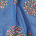 Royal Blue Traditional Sudanese Thobe Fabric Pure Cotton Voile 4.5 Meters Piece Width 140 Cms Soft Breathable Ethnic Wear Material with Fine Floral Motifs Made in India-D27606 Regal Fabrics