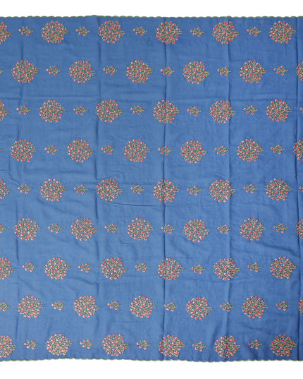 Royal Blue Traditional Sudanese Thobe Fabric Pure Cotton Voile 4.5 Meters Piece Width 140 Cms Soft Breathable Ethnic Wear Material with Fine Floral Motifs Made in India-D27606 Regal Fabrics