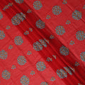 Red Traditional Sudanese Thobe Fabric Pure Cotton Voile 4.5 Meters Piece Width 140 Cms Soft Breathable Ethnic Wear Material with Intricate Blue Floral Motifs Made in India-D27596 Regal Fabrics