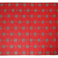 Red Traditional Sudanese Thobe Fabric Pure Cotton Voile 4.5 Meters Piece Width 140 Cms Soft Breathable Ethnic Wear Material with Intricate Blue Floral Motifs Made in India-D27596 Regal Fabrics