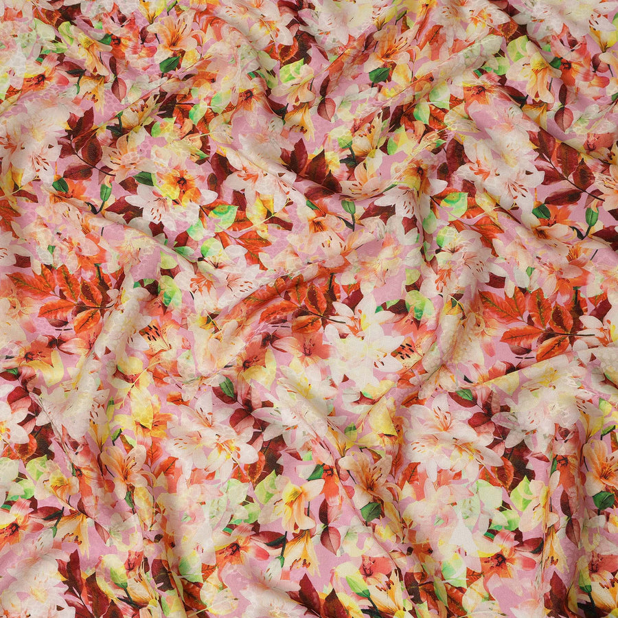 Pink Multicolor Floral Printed Viscose Crepe Fabric 110 Cms Width Soft Flowing Lightweight Dress Material India-D27916 Regal Fabrics