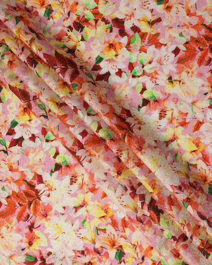 Pink Multicolor Floral Printed Viscose Crepe Fabric 110 Cms Width Soft Flowing Lightweight Dress Material India-D27916 Regal Fabrics