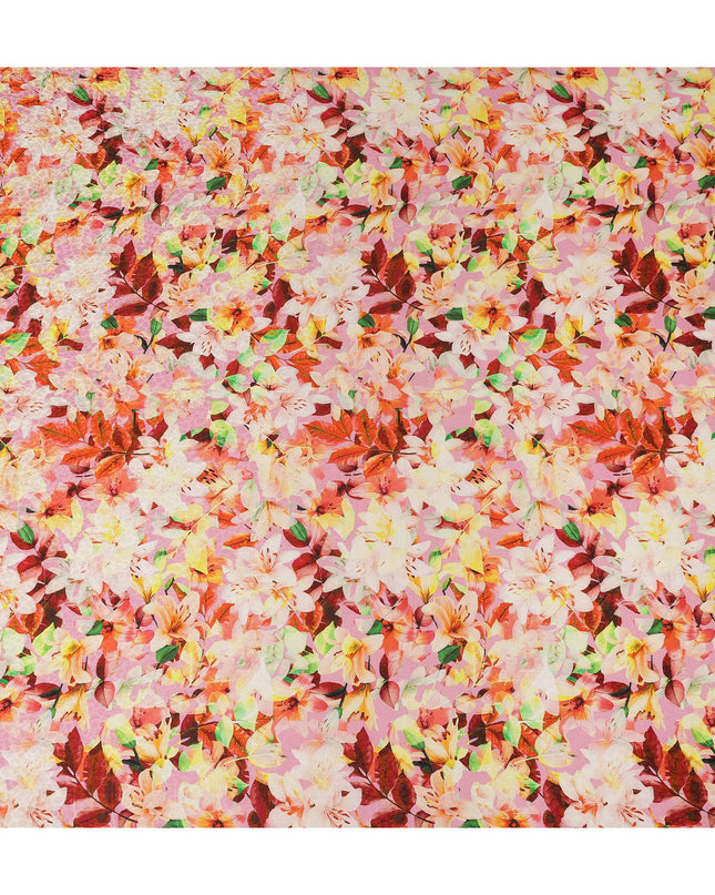 Pink Multicolor Floral Printed Viscose Crepe Fabric 110 Cms Width Soft Flowing Lightweight Dress Material India-D27916