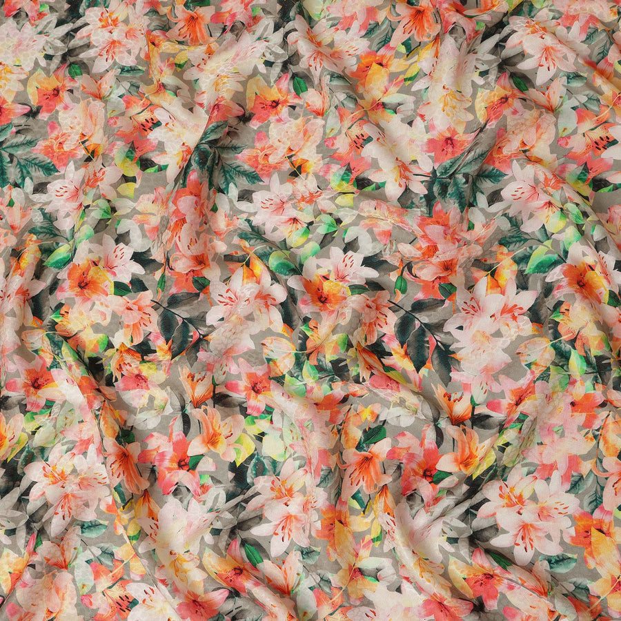 Multicolor Floral Printed Viscose Crepe Fabric 110 Cms Width Soft Flowing Lightweight Dress Material India-D27914