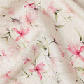 Off White Pink Floral Printed Viscose Crepe Fabric 110 Cms Width Soft Flowing Lightweight Dress Material India-D27913