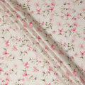Off White Pink Floral Printed Viscose Crepe Fabric 110 Cms Width Soft Flowing Lightweight Dress Material India-D27913