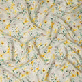 Cream Yellow Floral Printed Viscose Crepe Fabric 110 Cms Width Soft Flowing Lightweight Dress Material India-D27912