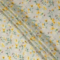 Cream Yellow Floral Printed Viscose Crepe Fabric 110 Cms Width Soft Flowing Lightweight Dress Material India-D27912