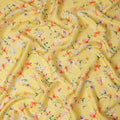 Lemon Yellow Floral Printed Viscose Crepe Fabric Multicolor Blossom Nature Design Soft Flowing Dress Material 110 Cms Width India-D28026