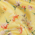 Lemon Yellow Floral Printed Viscose Crepe Fabric Multicolor Blossom Nature Design Soft Flowing Dress Material 110 Cms Width India-D28026