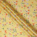 Lemon Yellow Floral Printed Viscose Crepe Fabric Multicolor Blossom Nature Design Soft Flowing Dress Material 110 Cms Width India-D28026