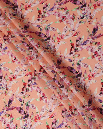 Peach Abstract Floral Printed Viscose Crepe Fabric 110 Cms Width Soft Flowing Lightweight Dress Material India-D27910 Regal Fabrics